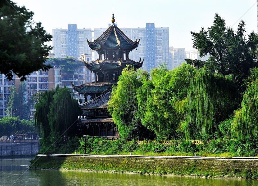 成都锦江河畔以唐代女诗人薛涛而建的望江公园图片素材免费下载