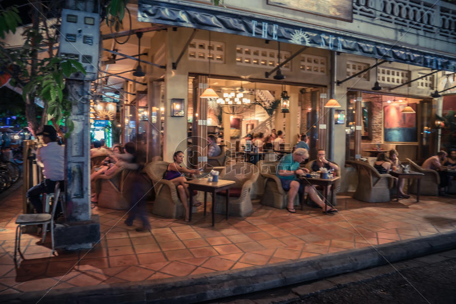 柬埔寨暹粒酒吧街街头图片素材免费下载