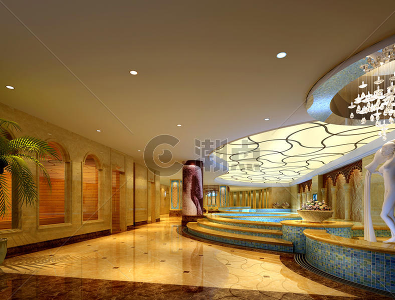 欧式奢华洗浴中心室内设计效果图图片素材免费下载
