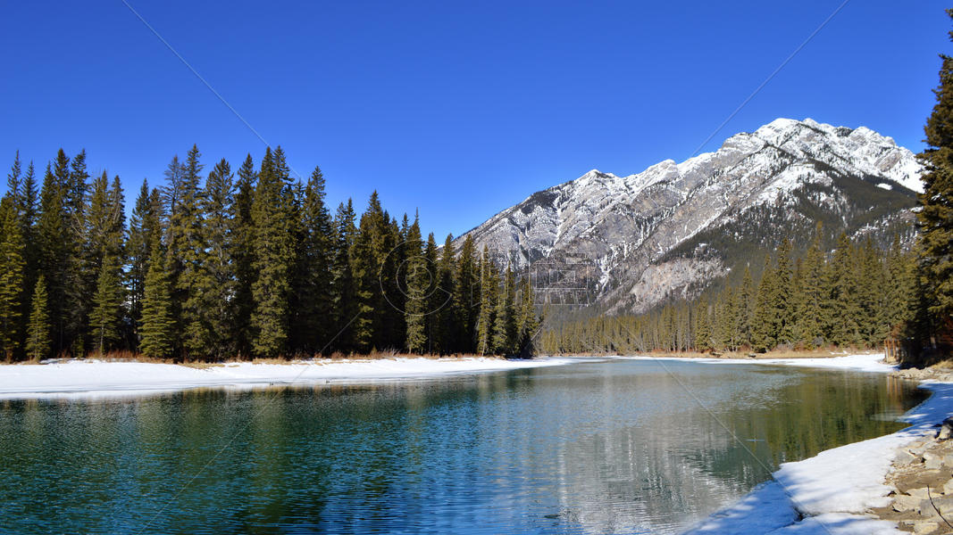 加拿大班夫国家公园雪山湖泊图片素材免费下载
