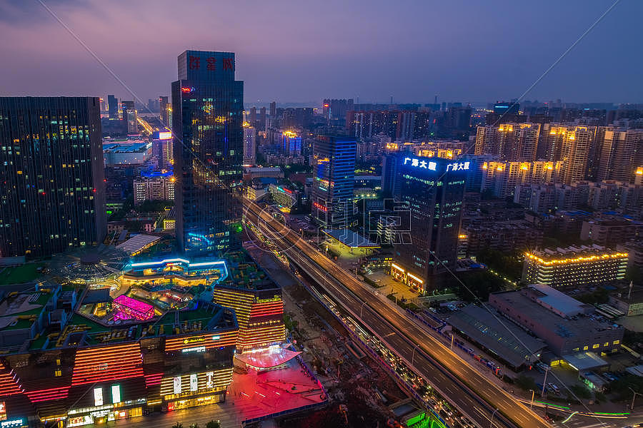 武汉城市夜景徐东大街群星城图片素材免费下载