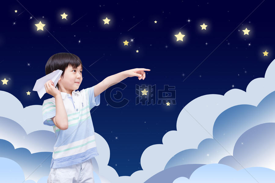 小孩和星空图片素材免费下载