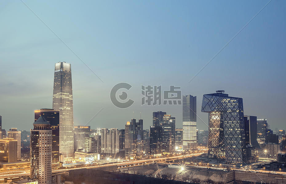 北京中央电视台总部大楼夜景图片素材免费下载