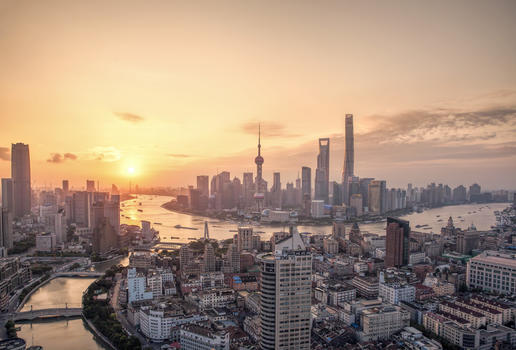 上海城市天际线日出图片素材免费下载