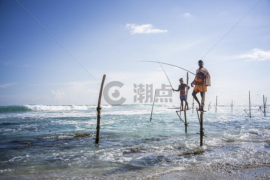 斯里兰卡加勒海边垂钓图片素材免费下载