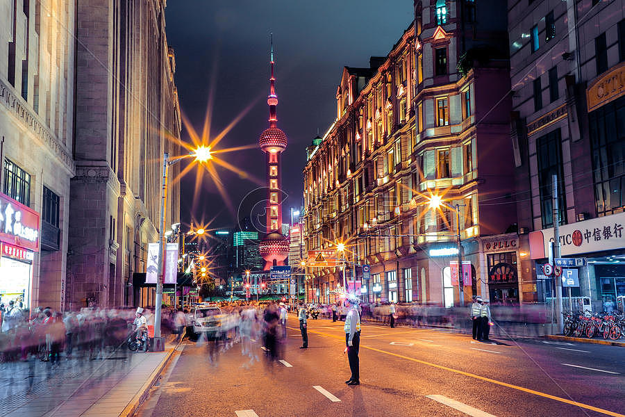 上海外滩城市夜景图片素材免费下载
