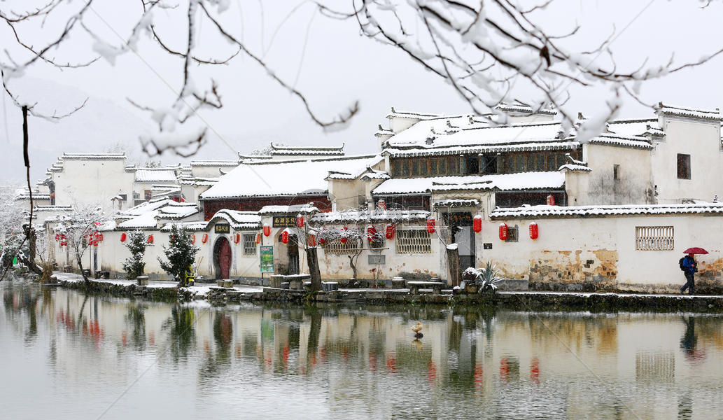 宏村冬天景色图片素材免费下载