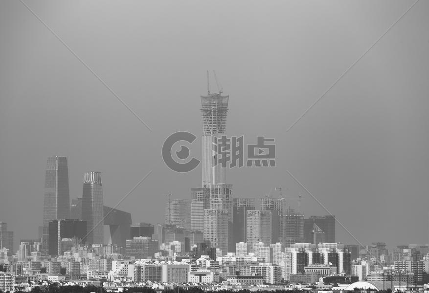 北京雾霾下的CBD城区建筑图片素材免费下载