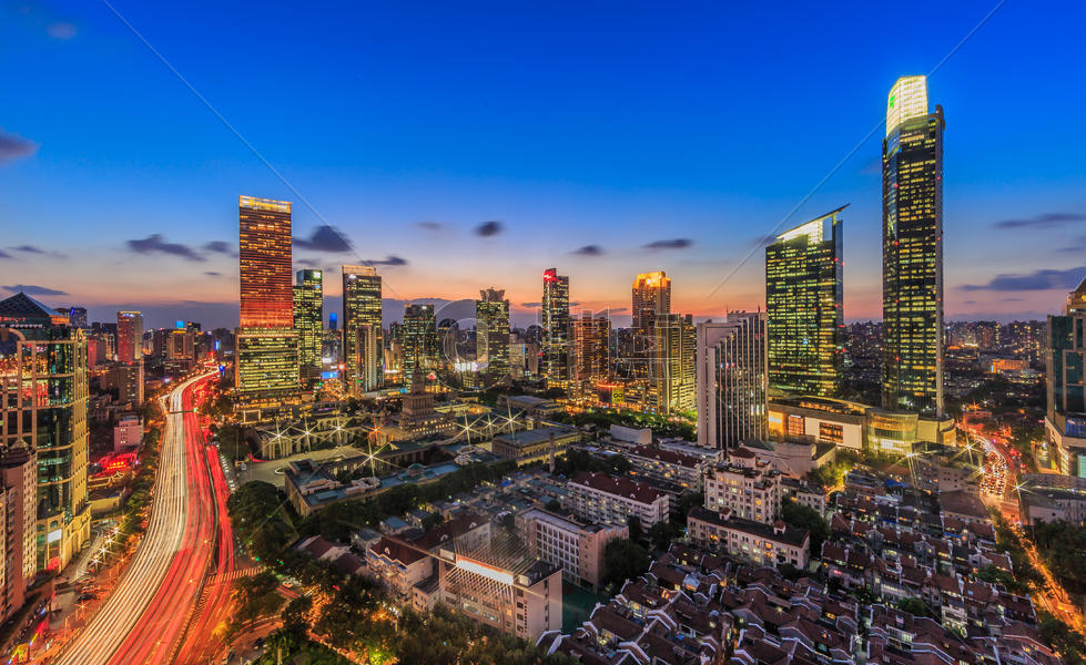 上海璀璨的夜景上海嘉里中心夜景图片素材免费下载