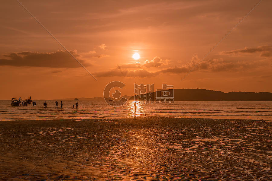 泰国海边夕阳美景图片素材免费下载