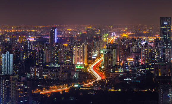 高楼林立的上海城市夜景风光图片素材免费下载