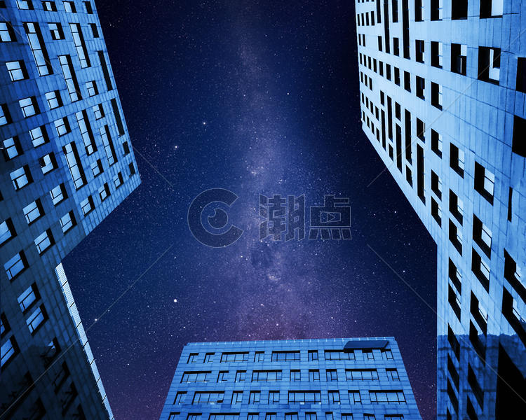 星空下的高楼大厦图片素材免费下载
