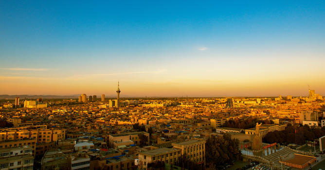 喀什古城的暮色图片素材免费下载