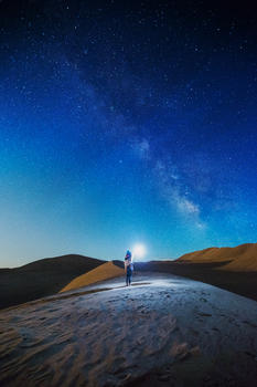 敦煌沙漠星空图片素材免费下载