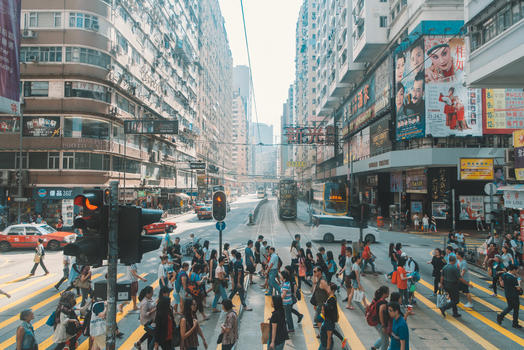 繁华香港街头的人流图片素材免费下载