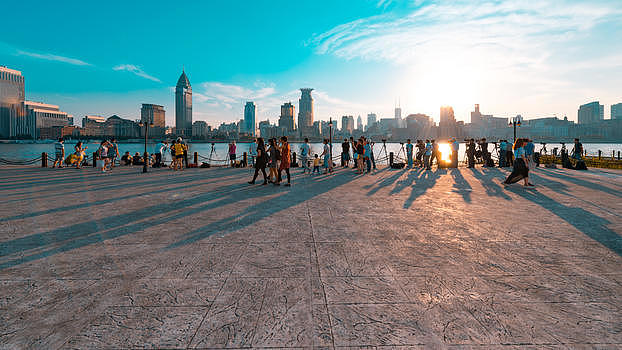 上海夕阳下的外滩图片素材免费下载