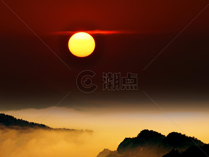 大气的光雾山云海日出景色图片素材免费下载