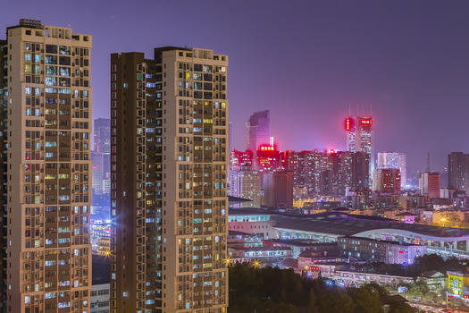 武汉步行街夜景图片素材免费下载