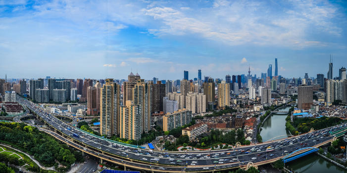 上海城市建筑天际线全景图图片素材免费下载