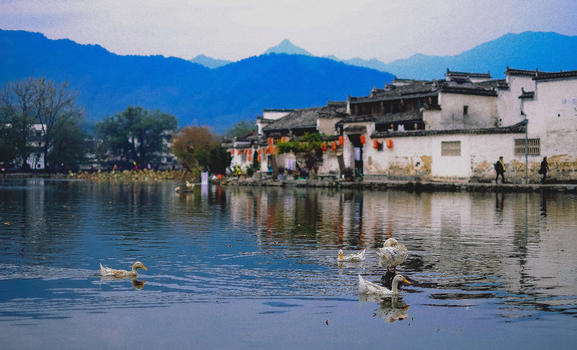 安徽皖南著名旅游景区宏村风光图片素材免费下载