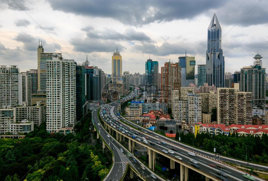 上海都市高架桥城市风光图片素材免费下载
