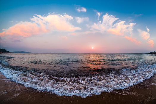 青岛海边的日落图片素材免费下载