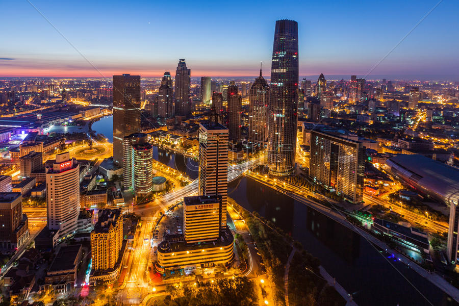 天津城市建筑风光夜景图片素材免费下载