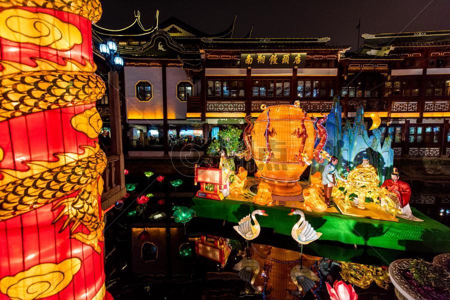 上海城隍庙豫园元宵灯会南翔馒头店图片素材免费下载