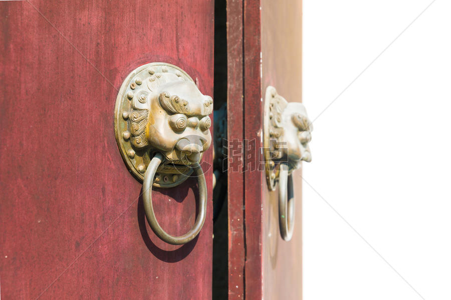 中国风古铜狮子门把图片素材免费下载