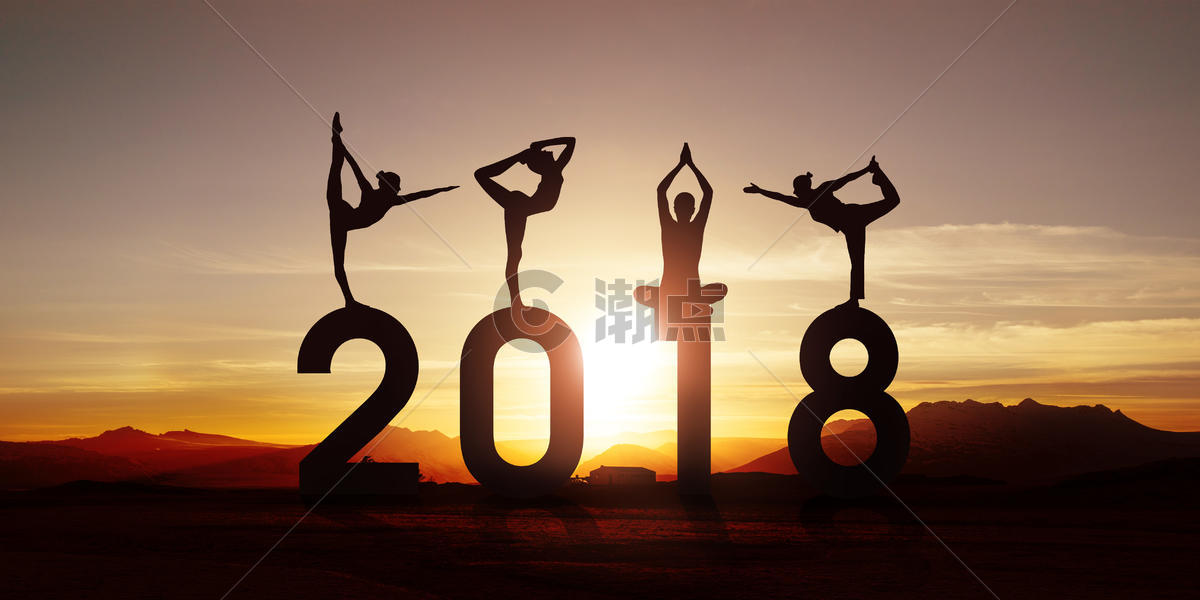 2018日落阳光下瑜伽健身运动图片素材免费下载