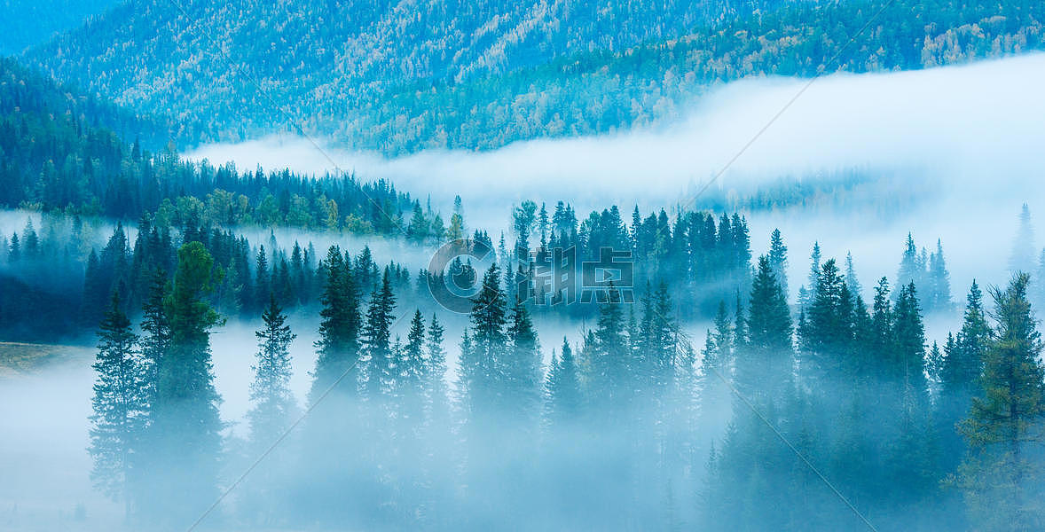 云雾罩山林图片素材免费下载