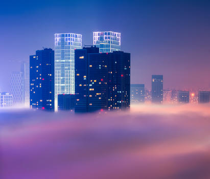 云雾中的海市蜃楼图片素材免费下载