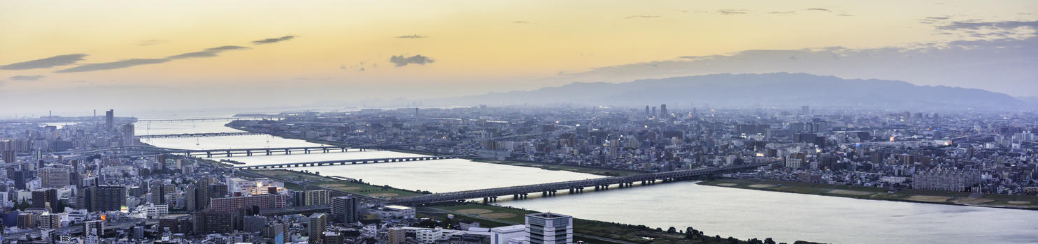 日本大阪城市城市天际线全景图图片素材免费下载