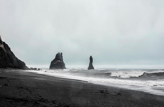 冰岛黑沙滩地标岩石图片素材免费下载