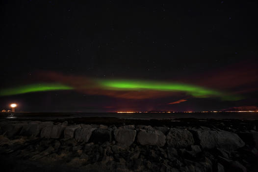 冰岛双色极光图片素材免费下载