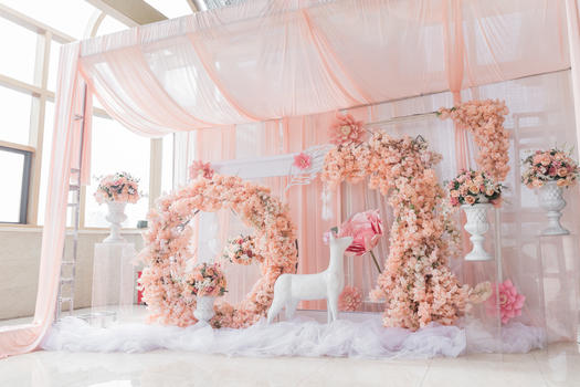粉色甜美系婚礼婚庆布置图片素材免费下载