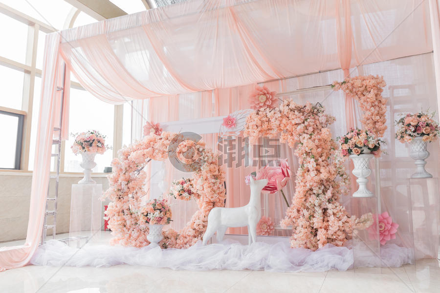 粉色甜美系婚礼婚庆布置图片素材免费下载