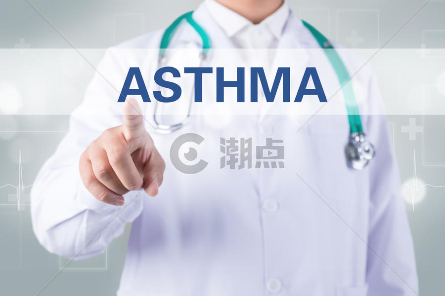 医生点击摸哮喘标志图片素材免费下载