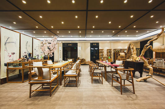中式古典风格的茶室餐厅图片素材免费下载