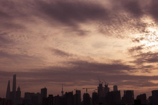 落日时的上海图片素材免费下载