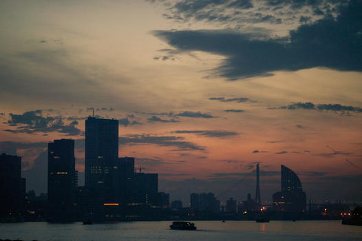 夕阳日落下的上海图片素材免费下载