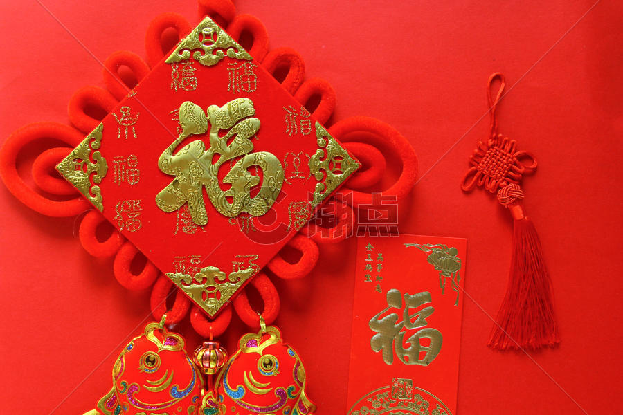 红色喜庆福字新年静物背景素材图片素材免费下载