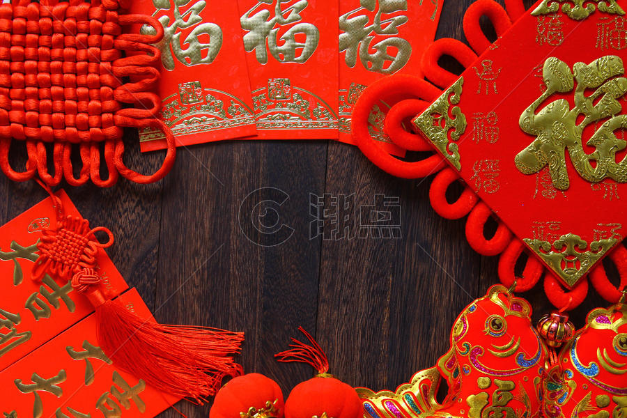 红色喜庆福字新年静物背景素材图片素材免费下载