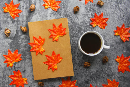 秋冬咖啡温暖枫叶图图片素材免费下载
