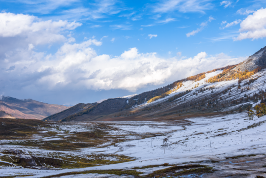 蓝天下的北疆雪山草原图片素材免费下载