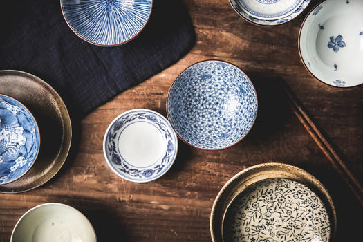 日式中古陶瓷碗餐具图片素材免费下载