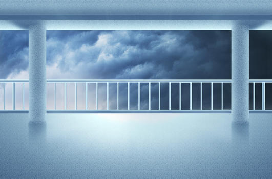 大楼阳台外的乌云背景图片素材免费下载