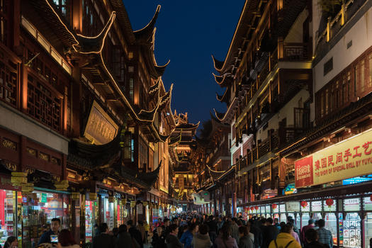 上海城隍庙商业街夜景图片素材免费下载