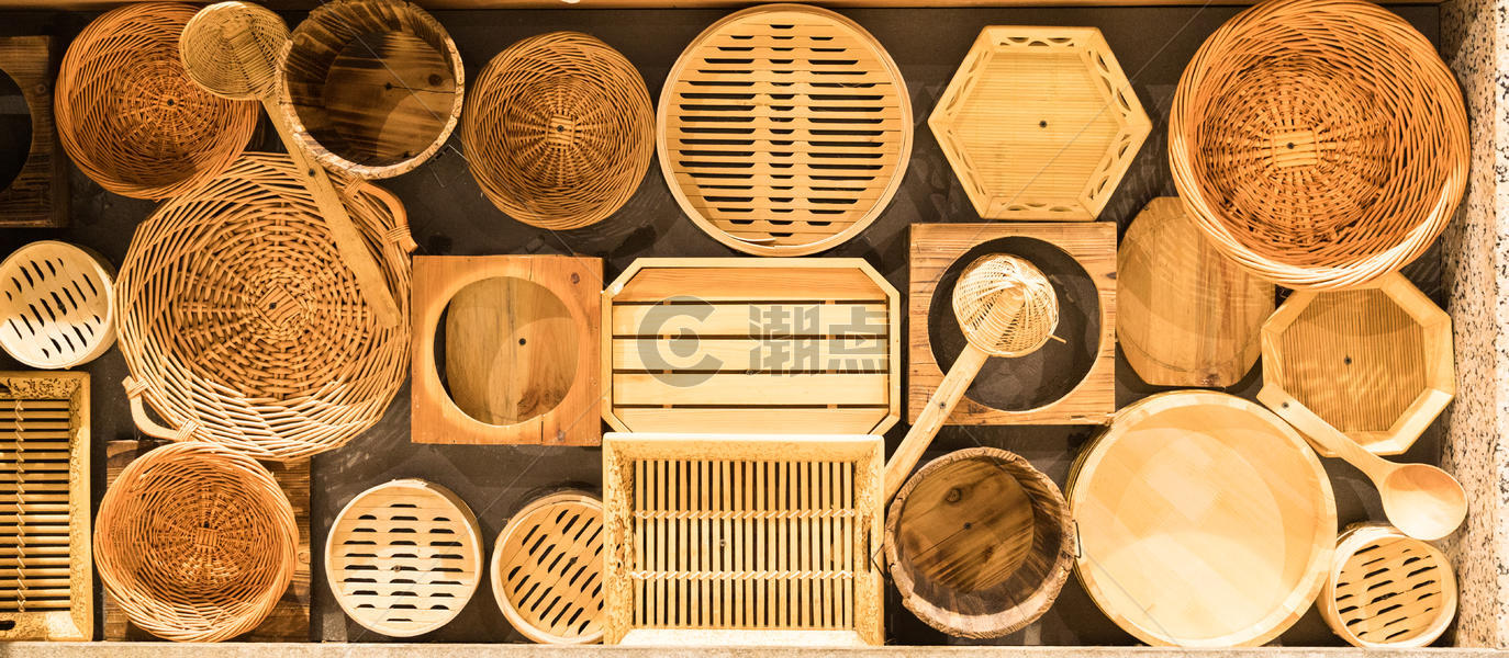 传统竹制蒸笼餐具图片素材免费下载