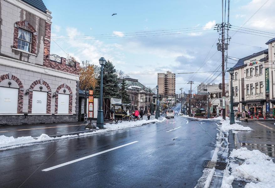 北海道小樽下雪街道图片素材免费下载